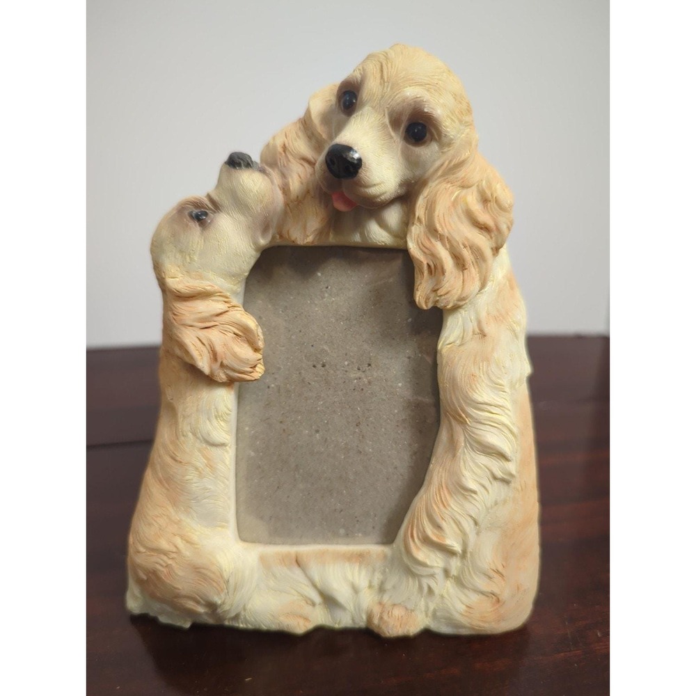 Vintage Cocker Spaniel Dog Picture Frame Resin Puppy Photo Frame 5.5” Tall